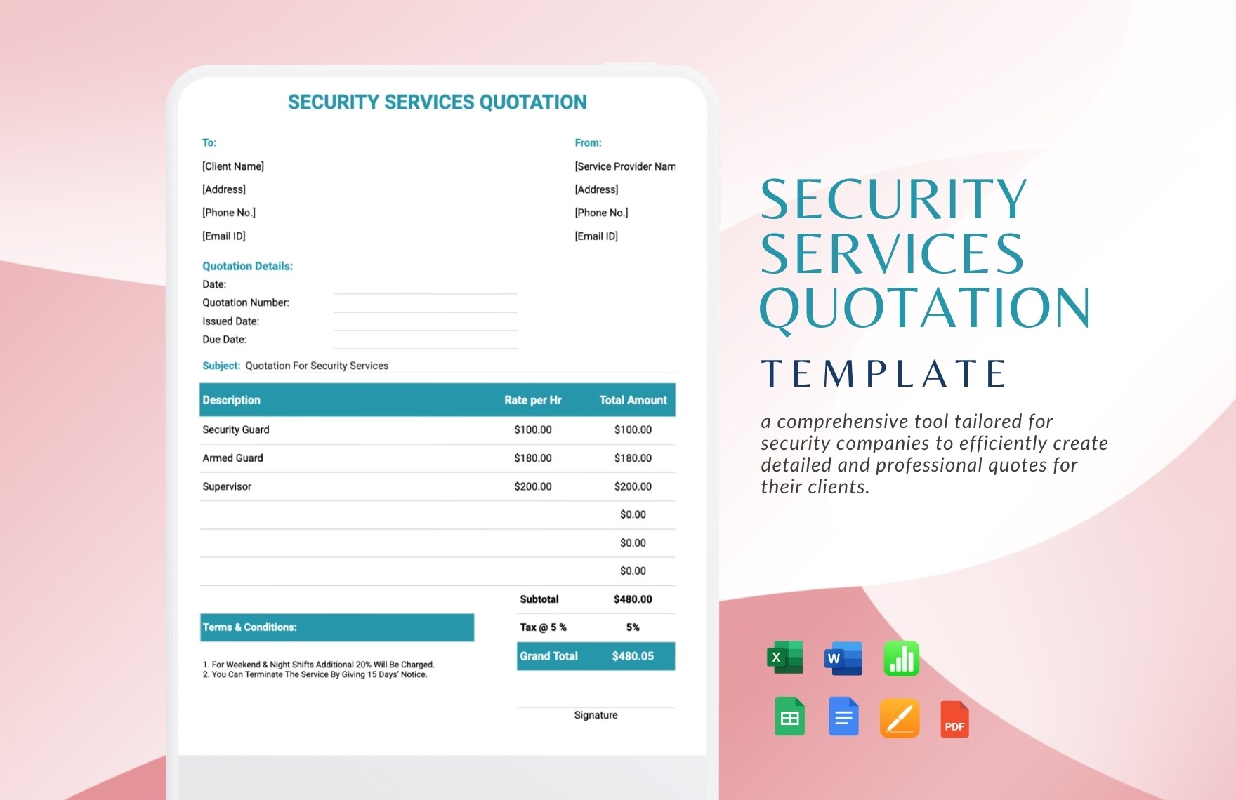 Security Services Quotation Template