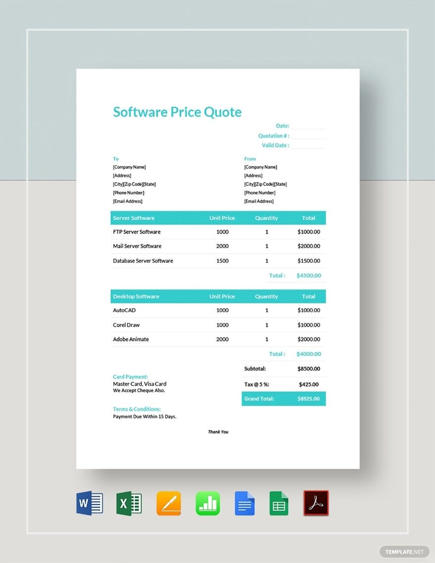 Software Price Quote Template