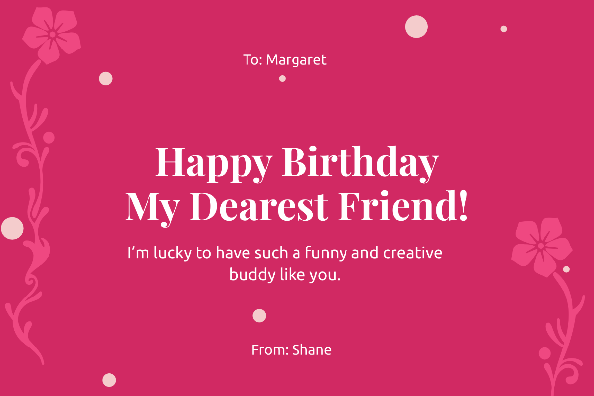 Happy Birthday Best Friend Card Template