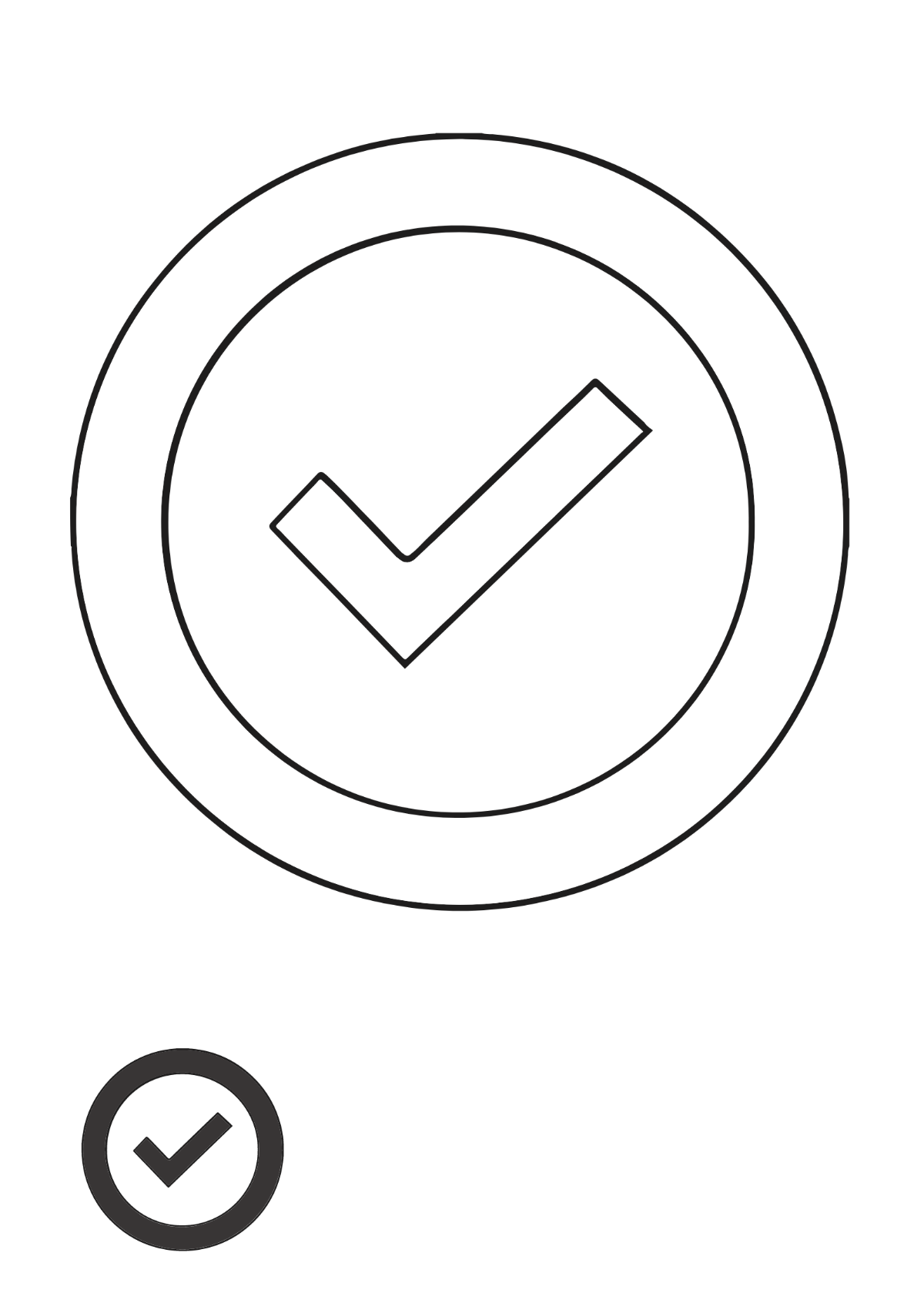 Checkmark Icon Coloring Page Template