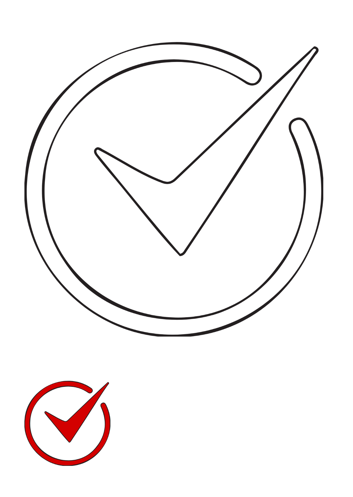 Red Checkmark Coloring Page Template