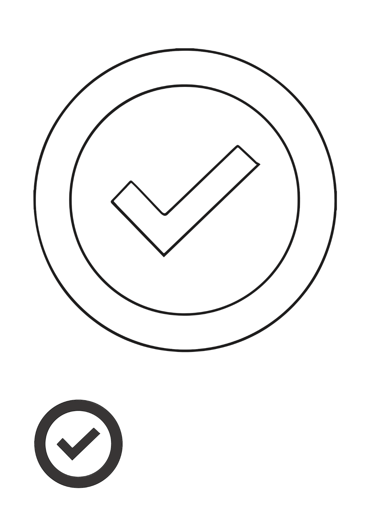 Black Check/Tick Mark Coloring Page Template