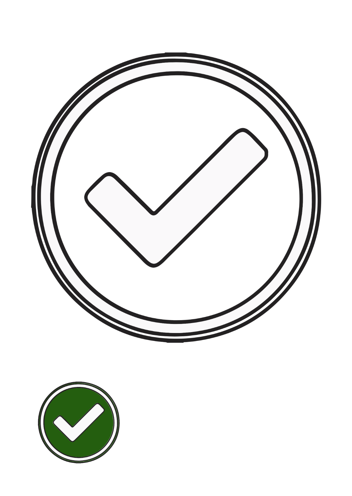 Free Green Circle Tick Coloring Page Template