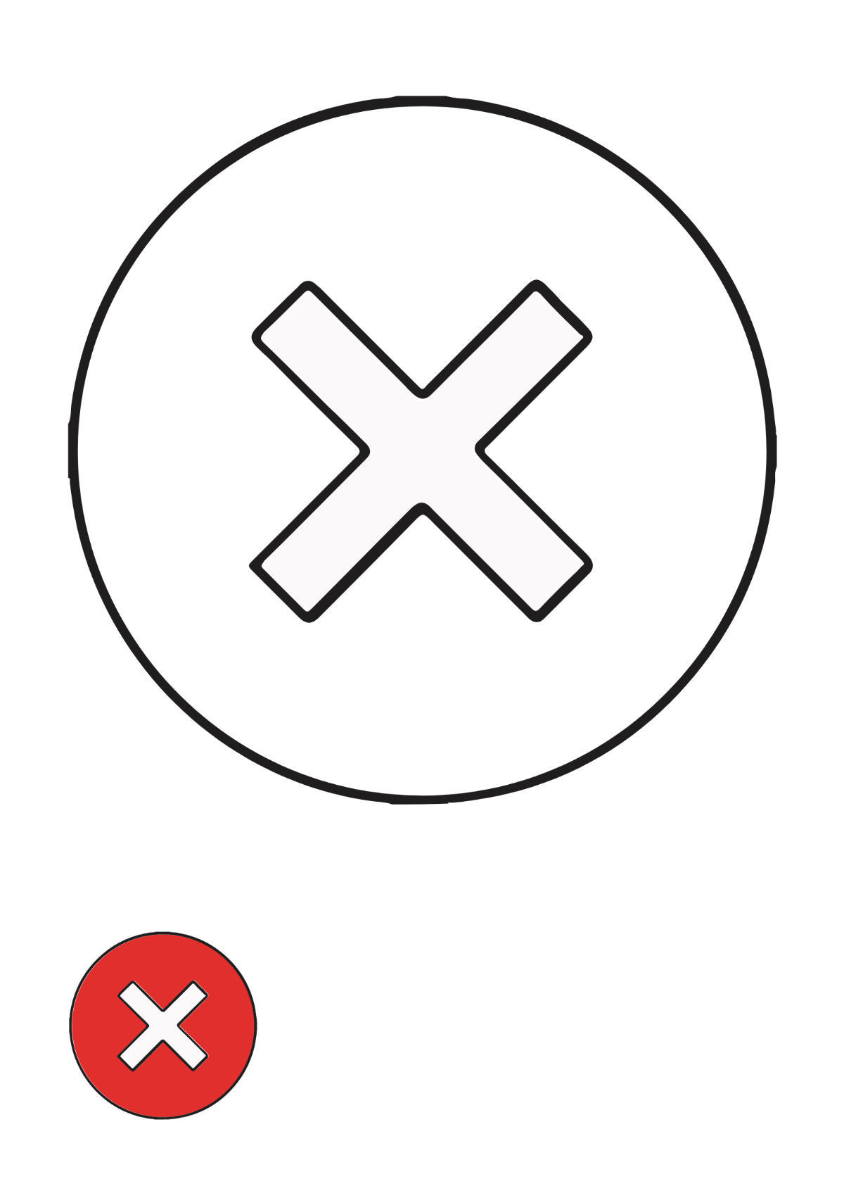 Free Red Cross Check Mark Coloring Page Template