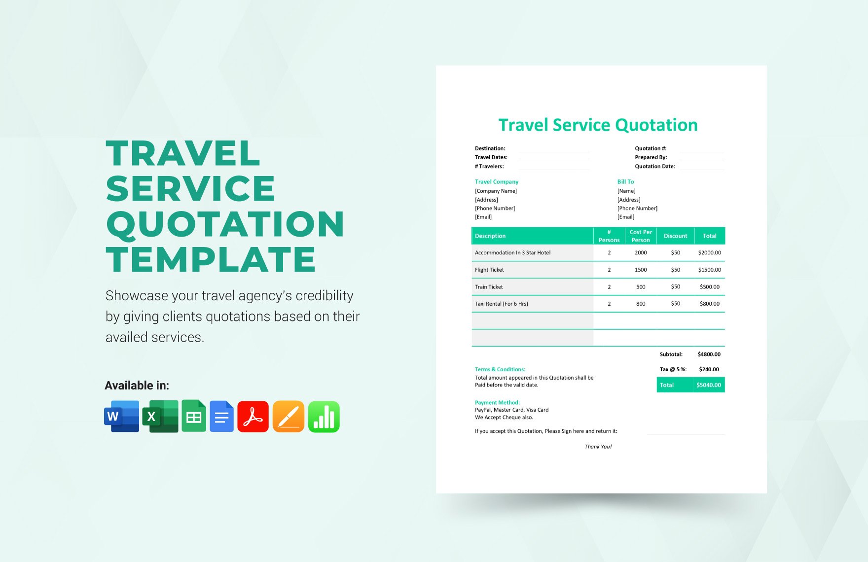 Travel Service Quotation Template