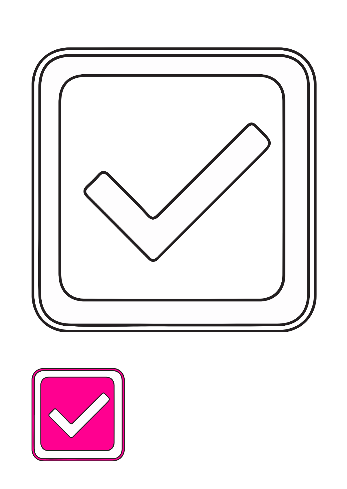 Pink Check/Tick Mark Coloring Page Template