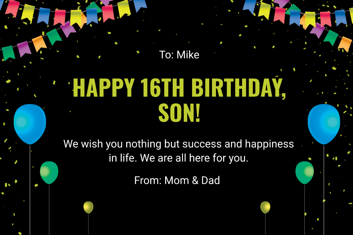 Sweet 16 Birthday Card For Boy Template