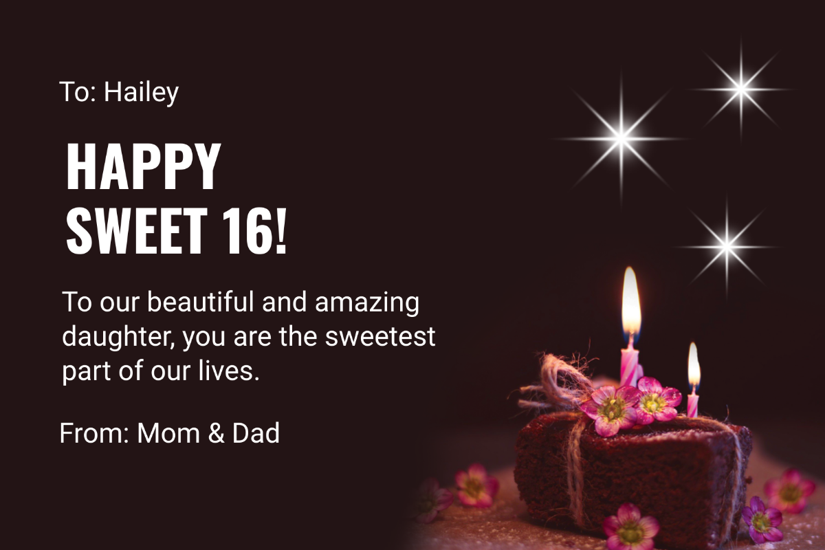 Free Sweet 16 Birthday Card For Daughter Template