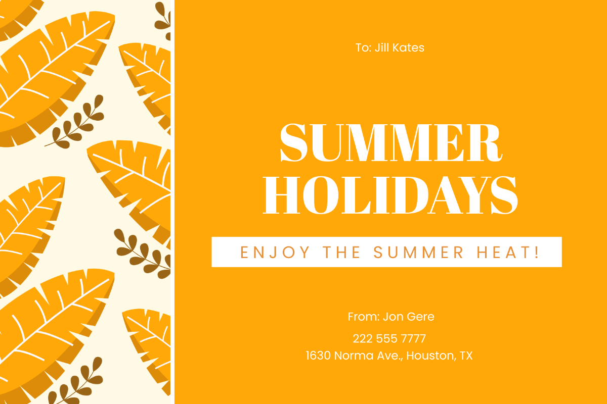 Summer Holiday Postcard Template - Edit Online & Download