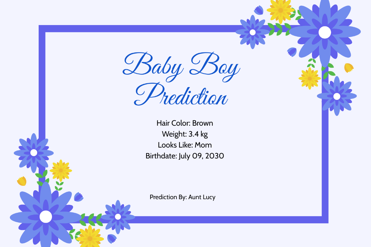 Baby Boy Prediction Card Template