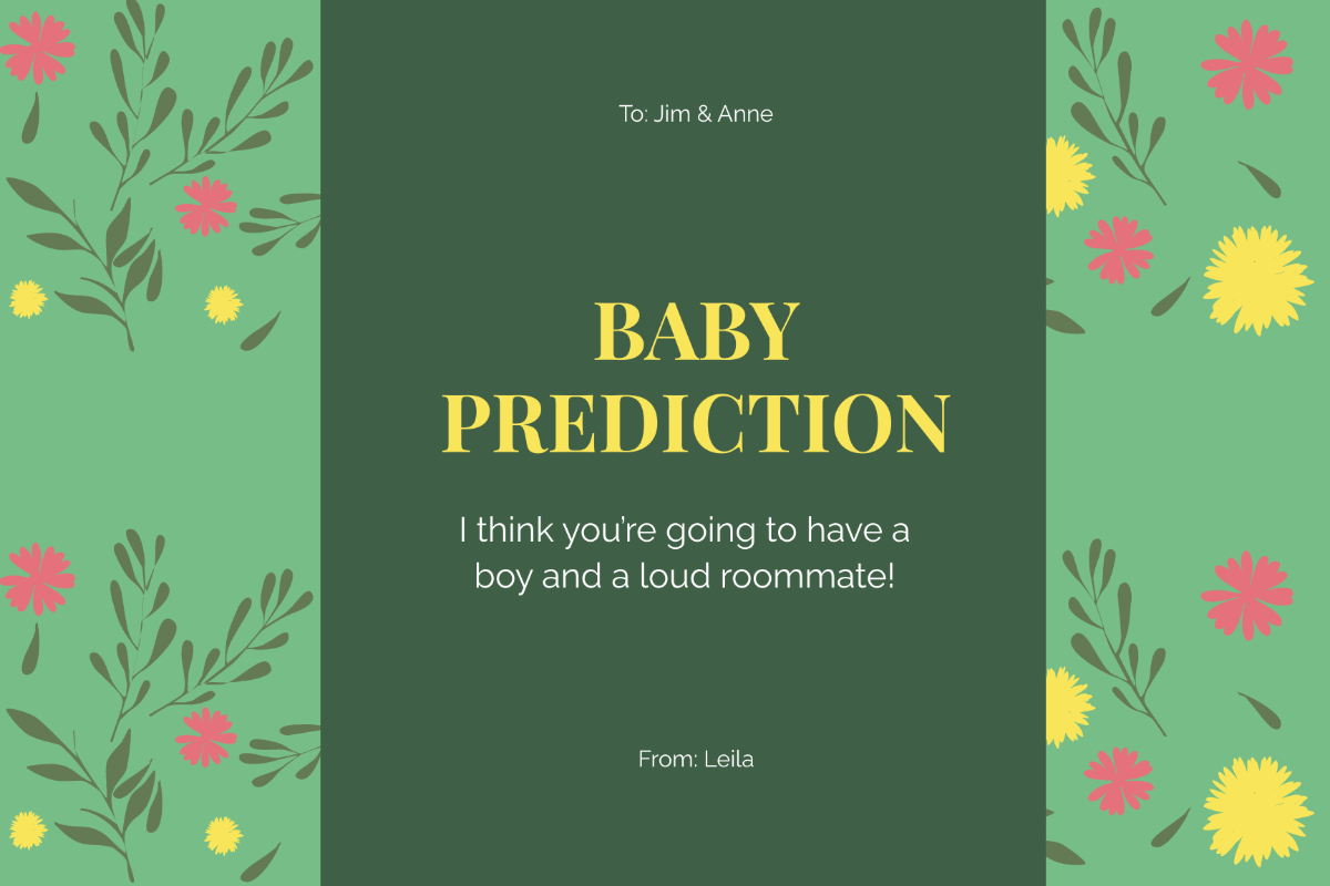 Free Funny Baby Prediction Card Template