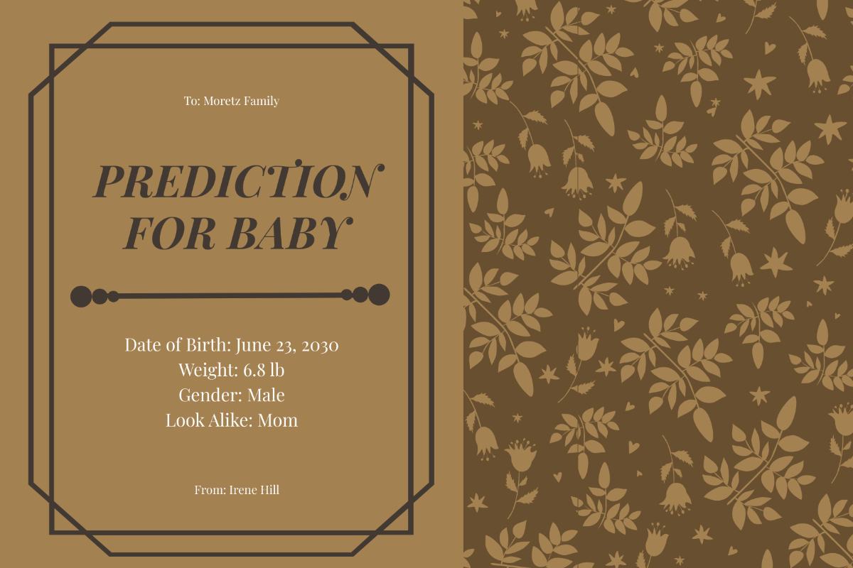 Rustic Baby Prediction Card Template