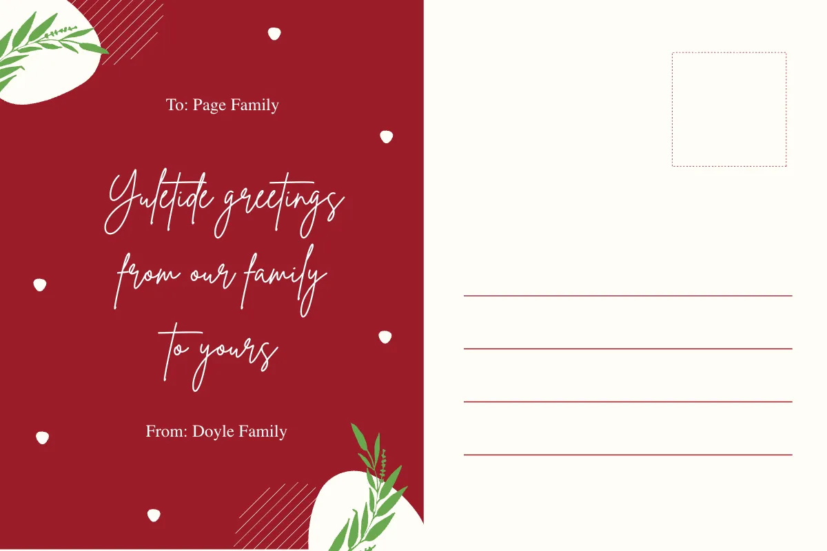 Free Family Holiday Postcard Template to Edit Online
