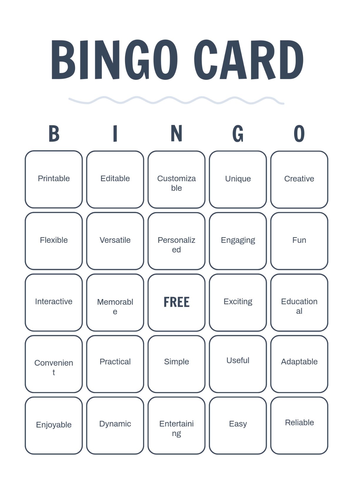 Free Blank Bingo Card Template to Edit Online