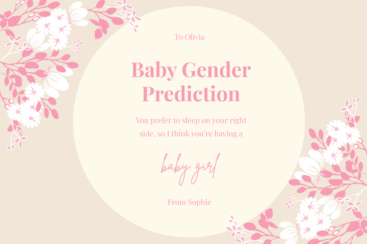 Free Floral Baby Prediction Card Template
