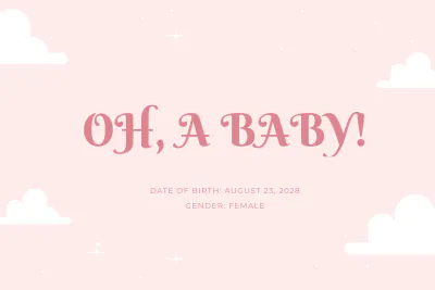 Free Modern Baby Prediction Card Template to Edit Online