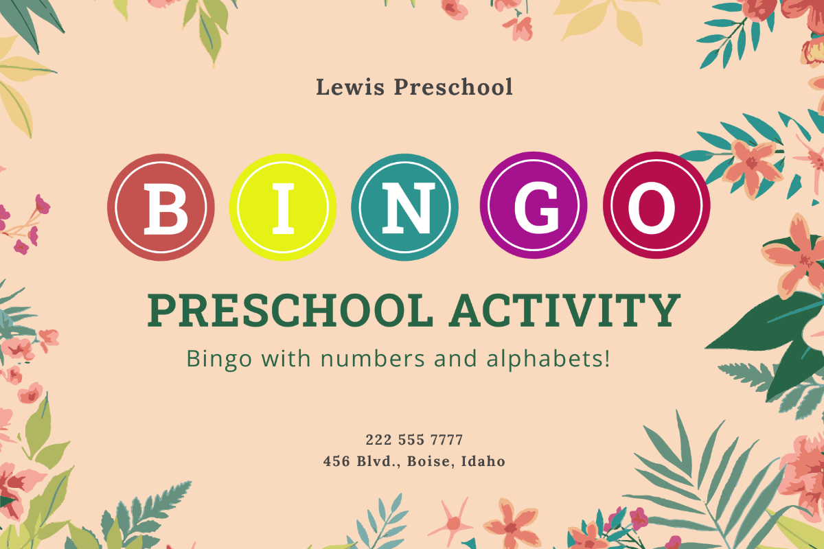 Free Preschool Bingo Card Template