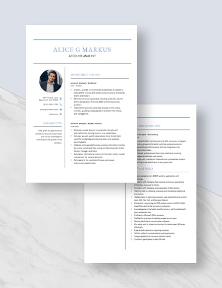 Account Analyst Resume Download