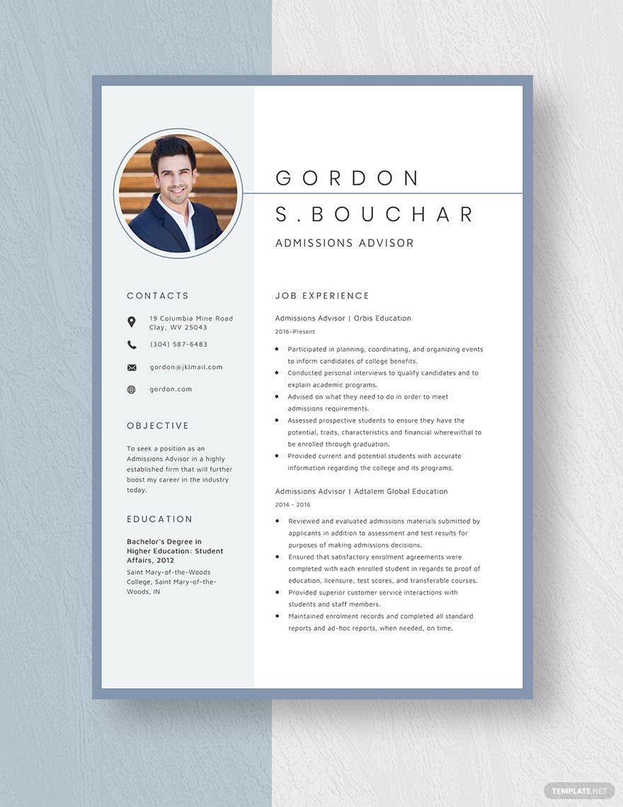 Admissions Assistant Resume Template