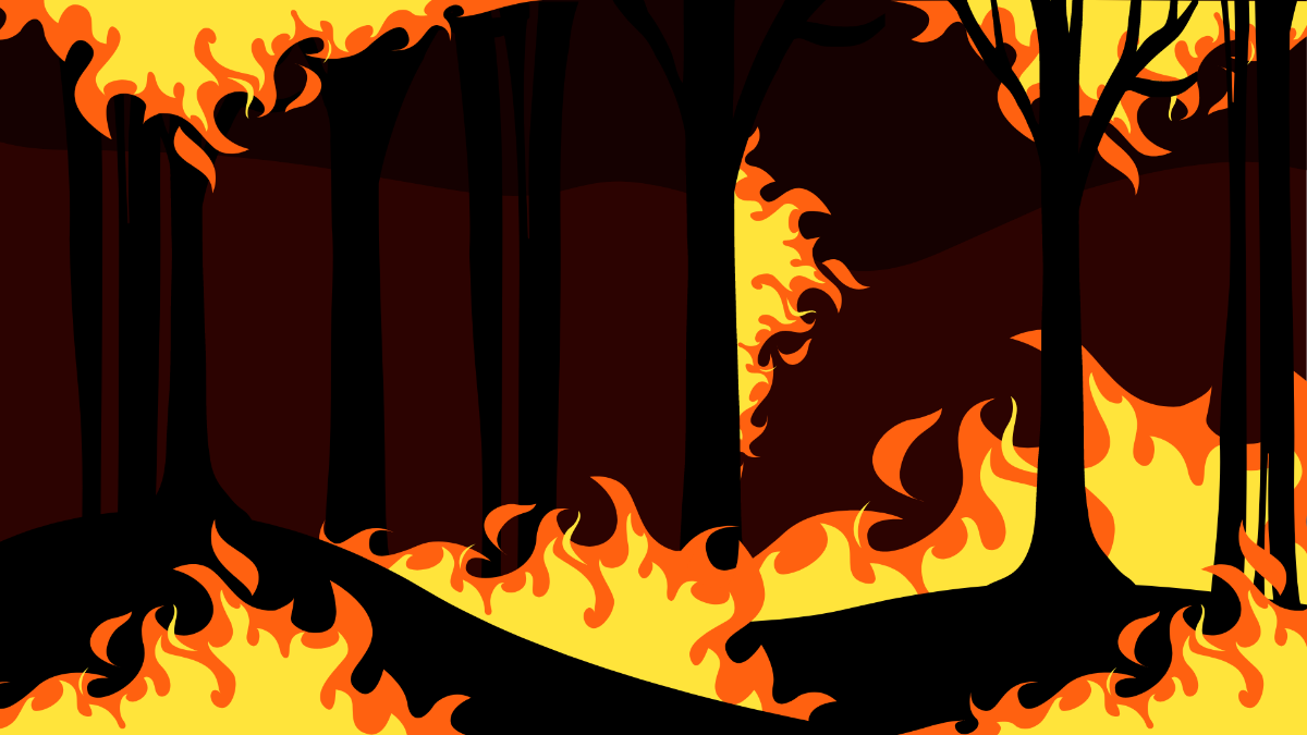 Forest On Fire Background Template