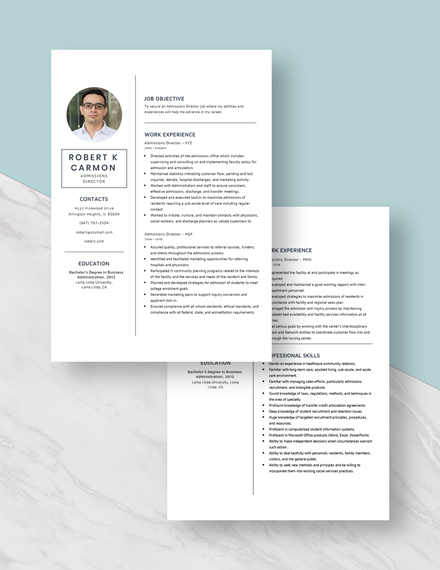 Admissions Director Resume Download