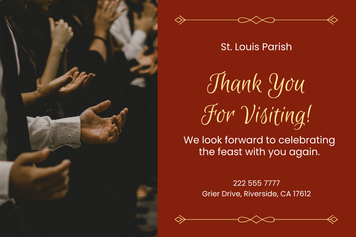 Thank You For Visiting Church Postcard Template - Edit Online & Download