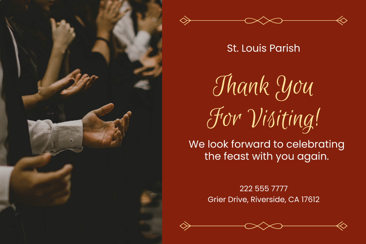 Thank You For Visiting Church Postcard Template