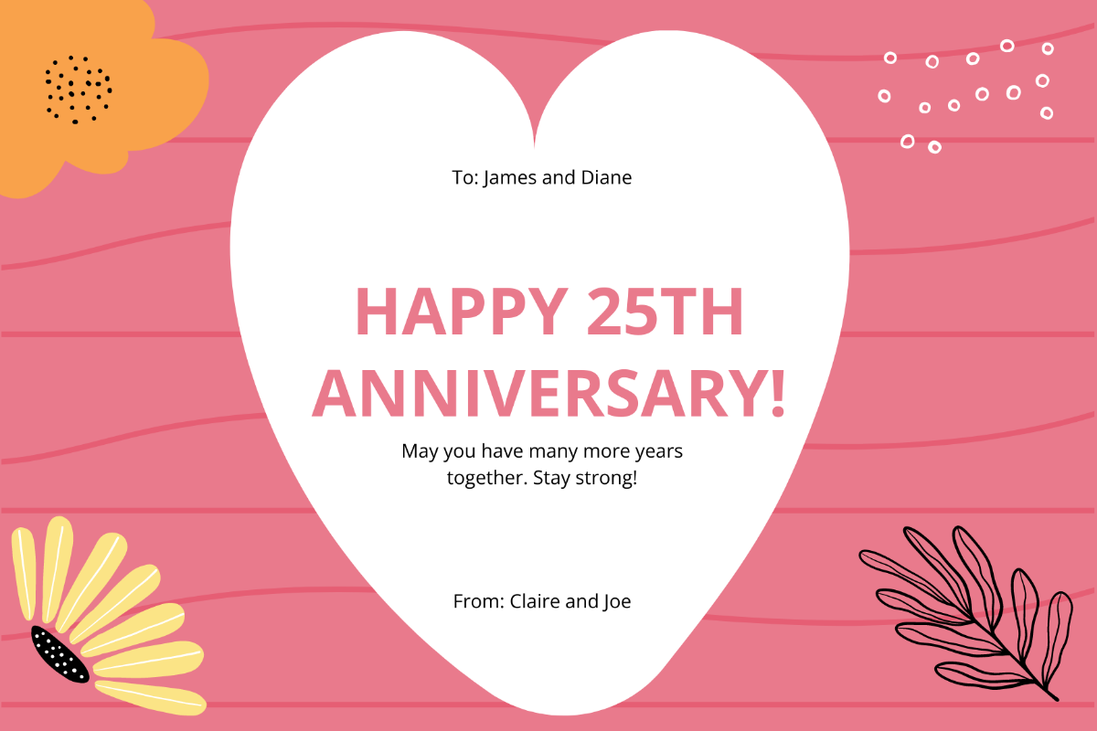 25th Anniversary Greeting Card Template