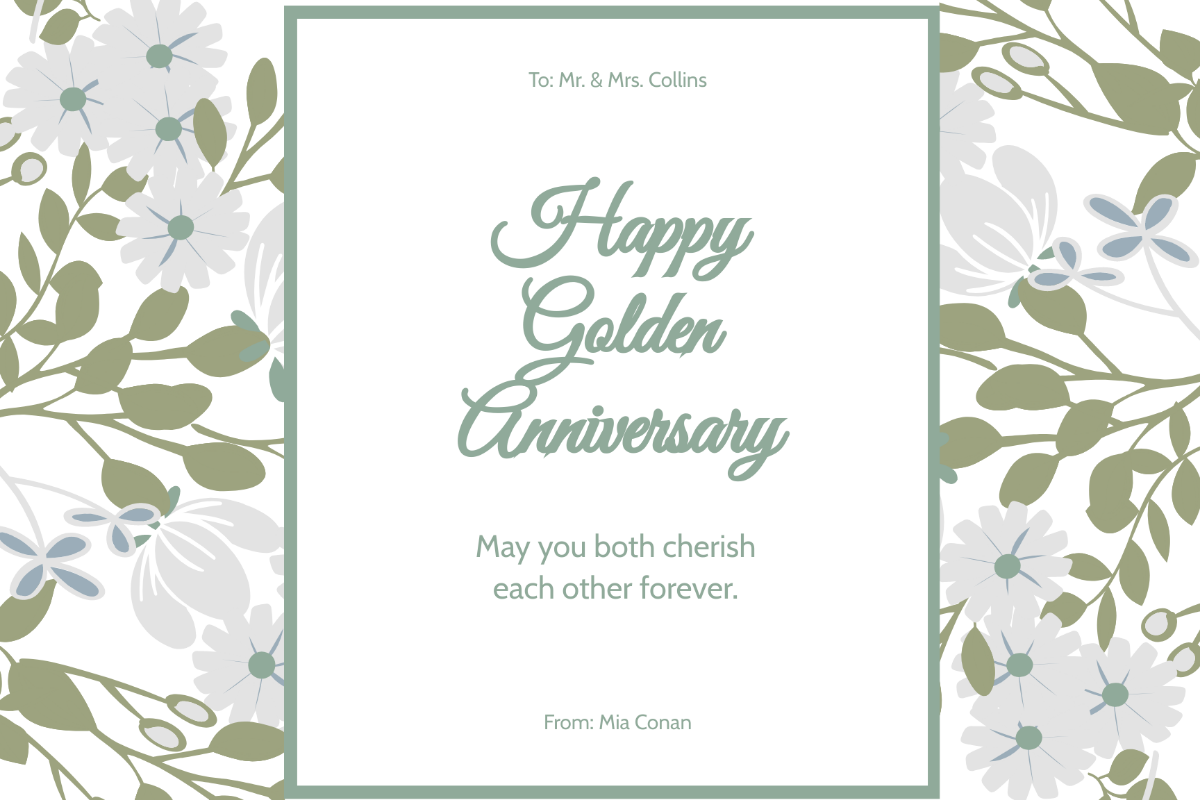 Happy 50th Anniversary Greeting Card Template