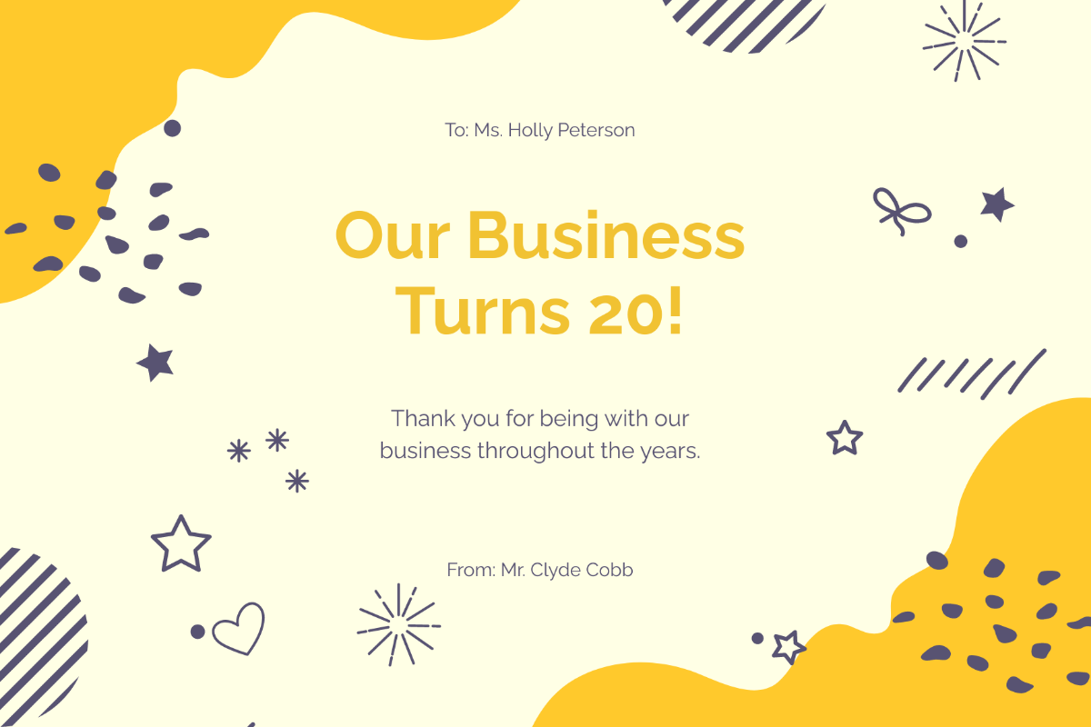 Company Anniversary Greeting Card Template