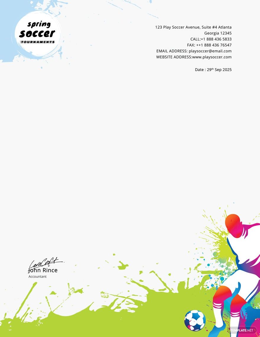 Soccer Letterhead Template in PSD, Word, Pages, Publisher - Download | Template.net