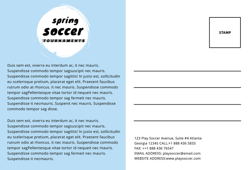 Soccer Post Card Template
