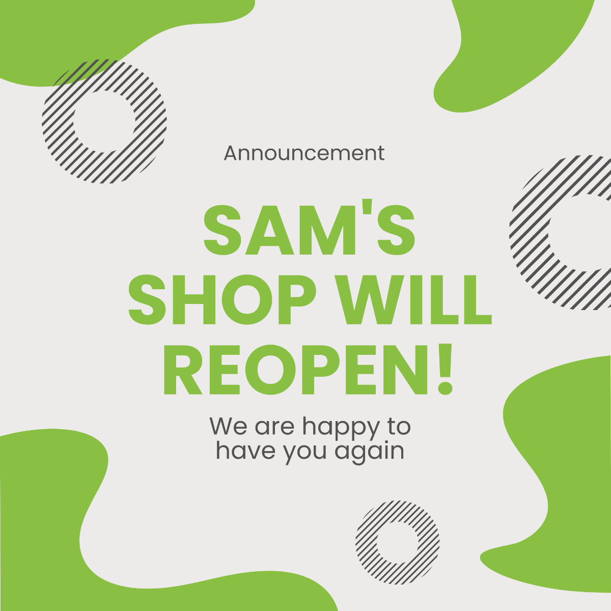 Free Reopening Announcement Instagram Post Template