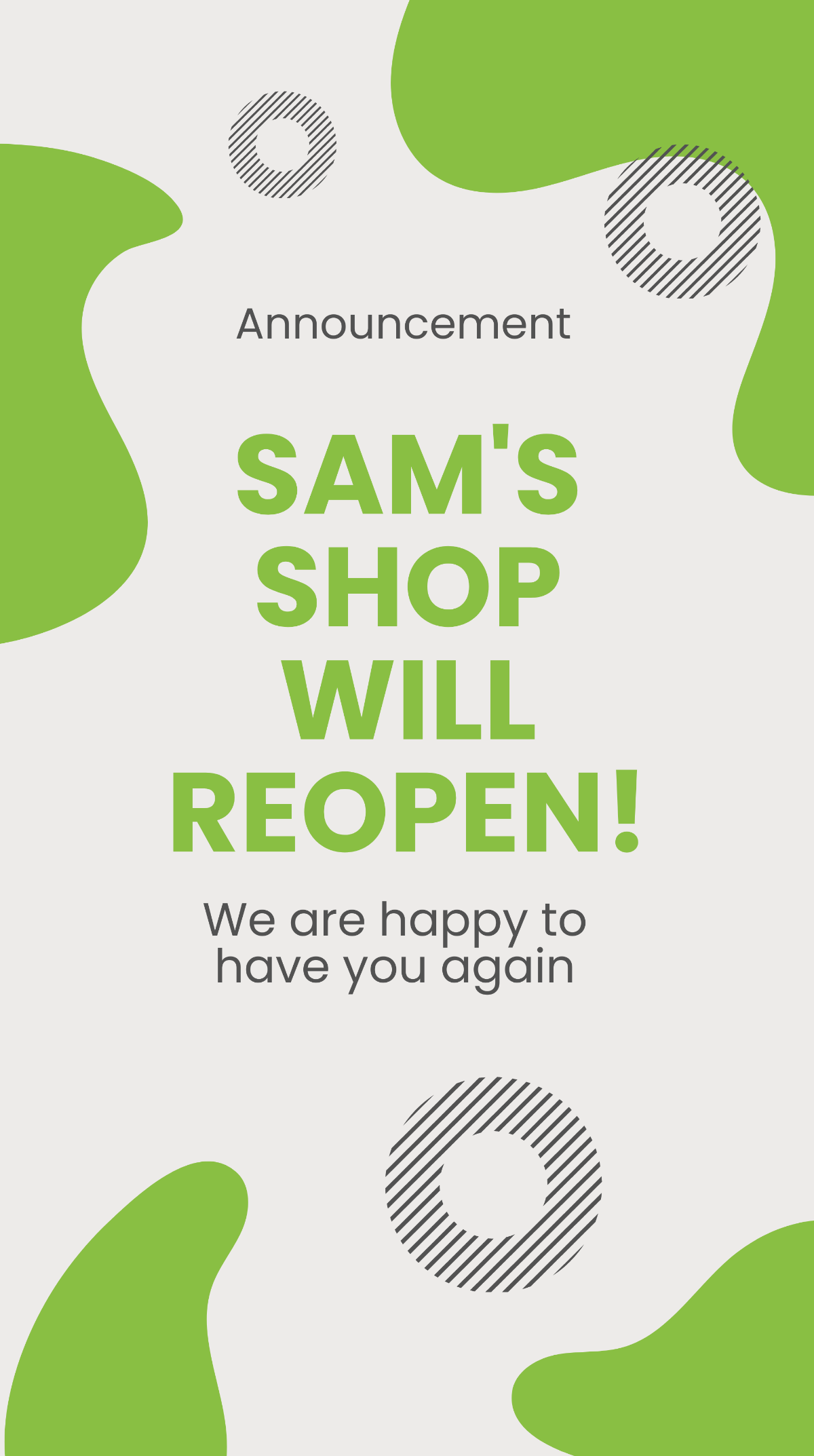 Reopening Announcement Instagram Story