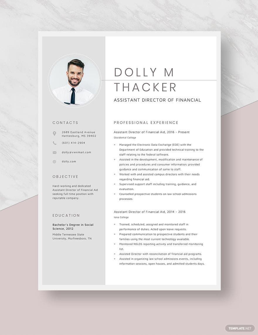 Free Assistant Director of Financial Aid Resume Template