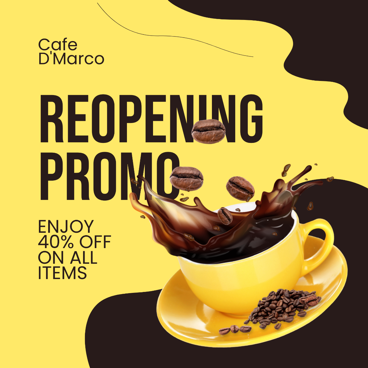 Cafe Reopening Instagram Post Template