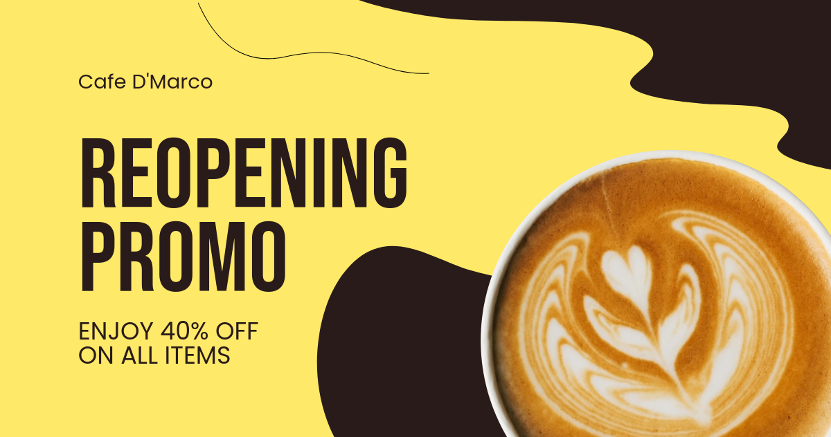 Free Cafe Reopening Facebook Post Template to Edit Online