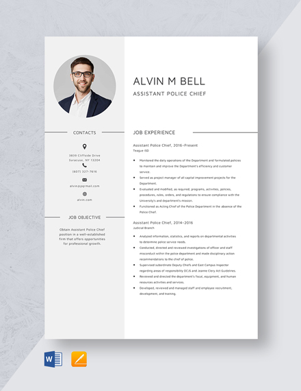 Assistant Chief Engineer Resume Template Word Apple Pages Template net