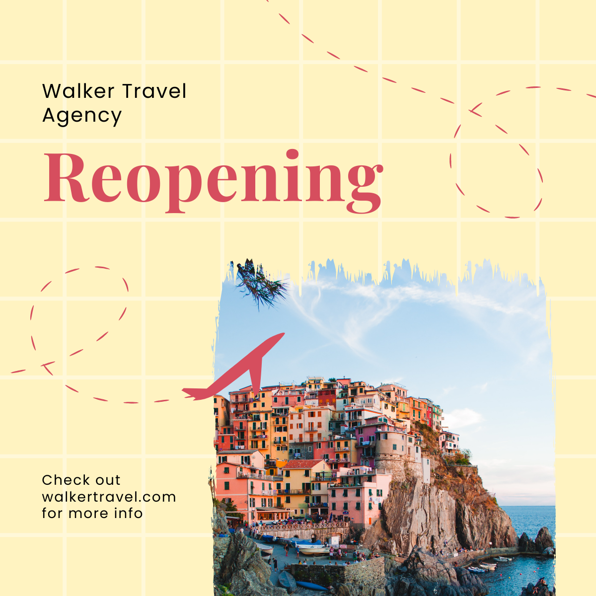 Travel Agency Reopening Linkedin Post Template