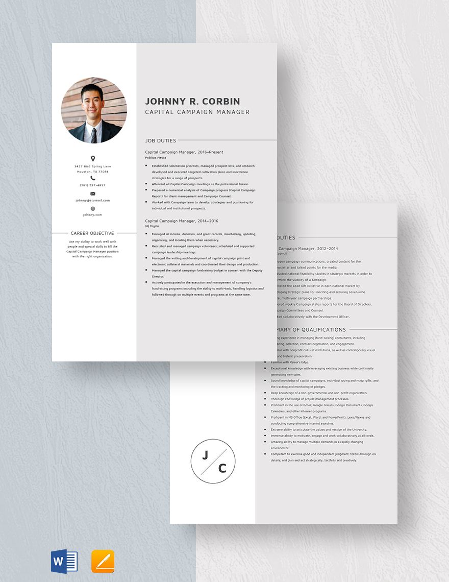 Capital Campaign Manager Resume