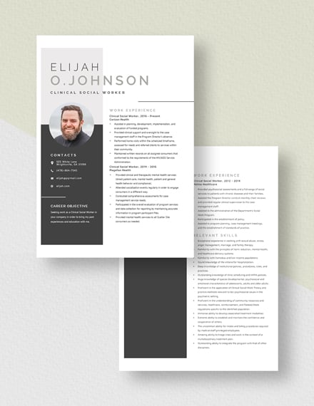 Clinical Social Worker Resume Download