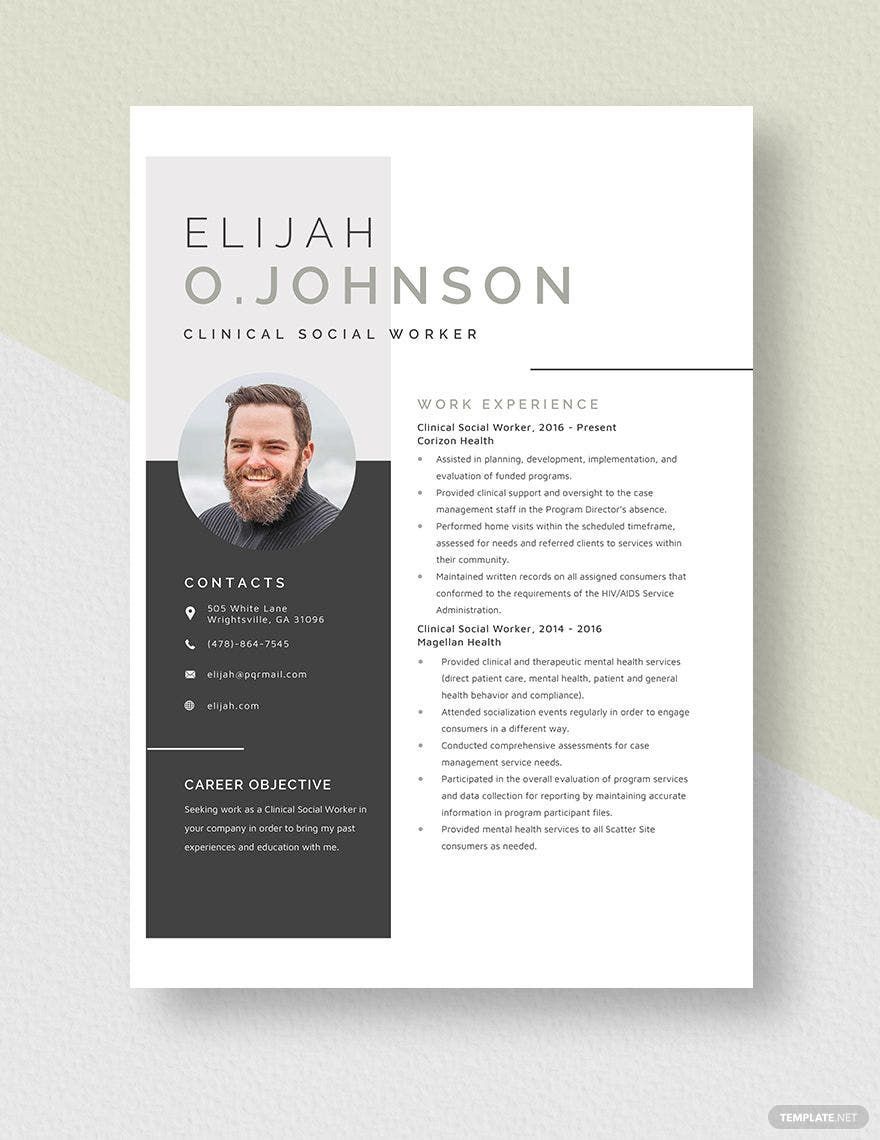 Clinical Social Worker Resume Template
