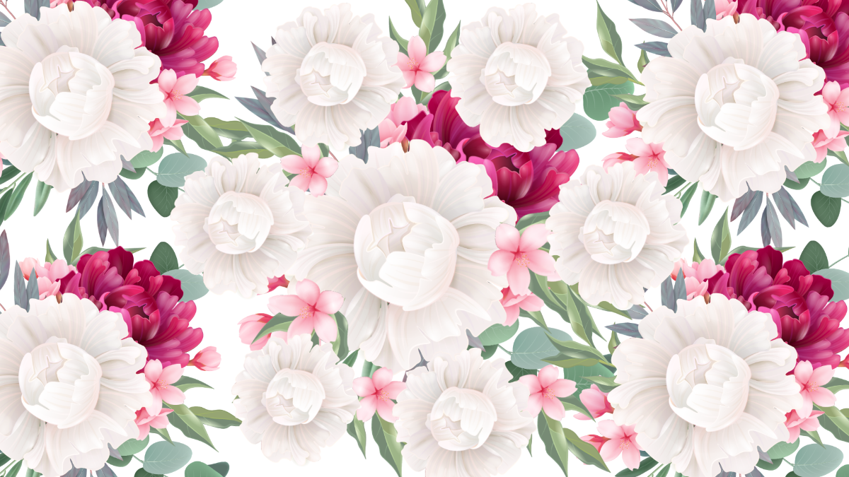 White Wedding Floral Background Template