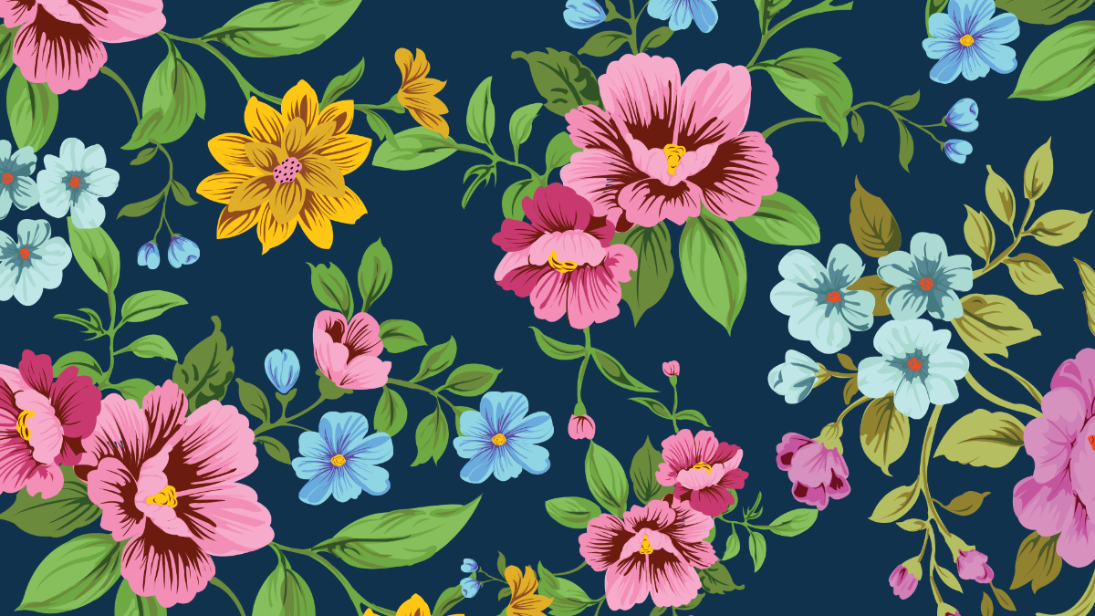Blue And Pink Floral Background Template