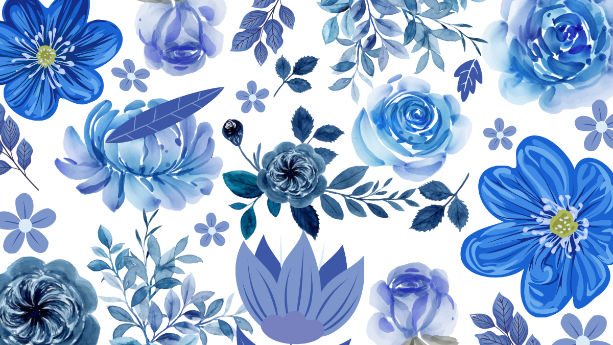 Royal Blue Floral Background Template