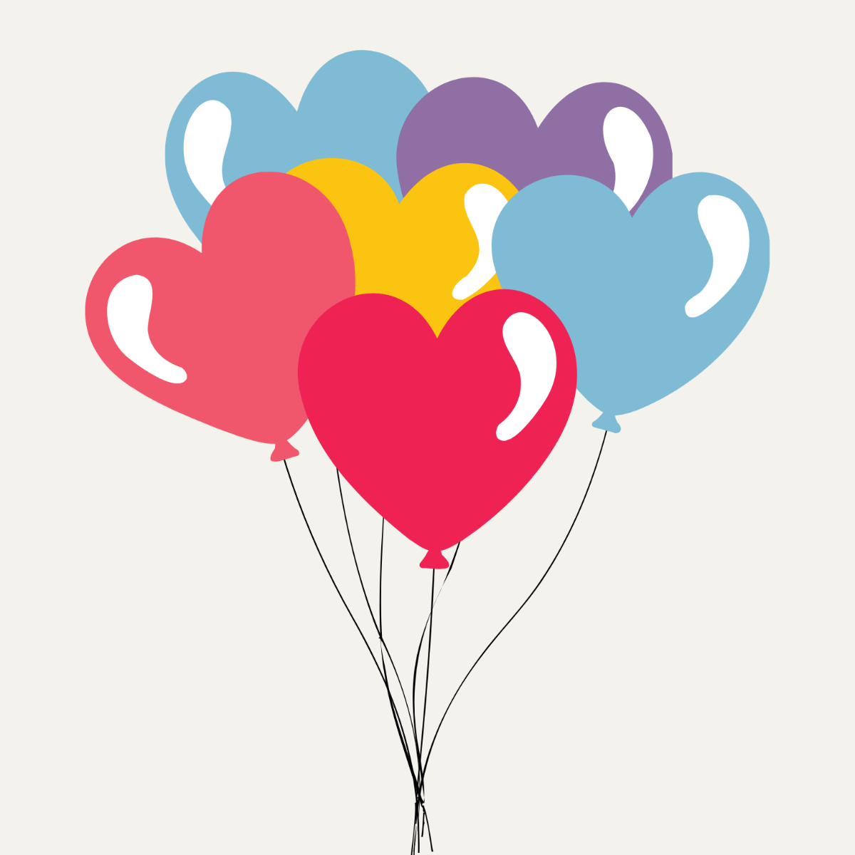 Heart Balloons Vector Template