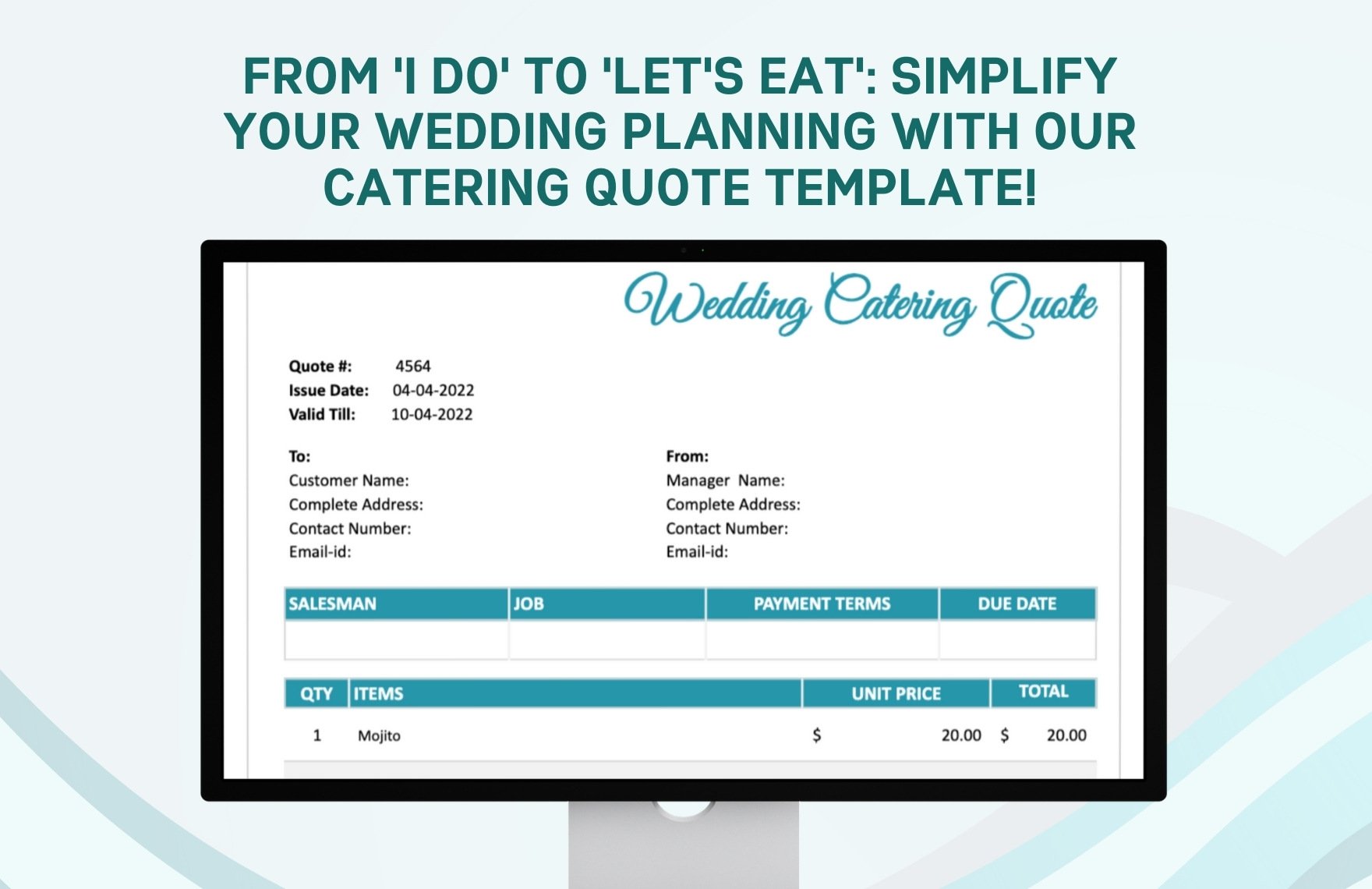 Wedding Catering Quote Template