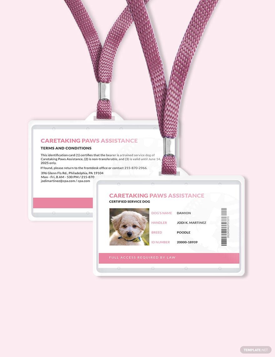 Free Printable Esa Dog Id Card Template Printable Templates