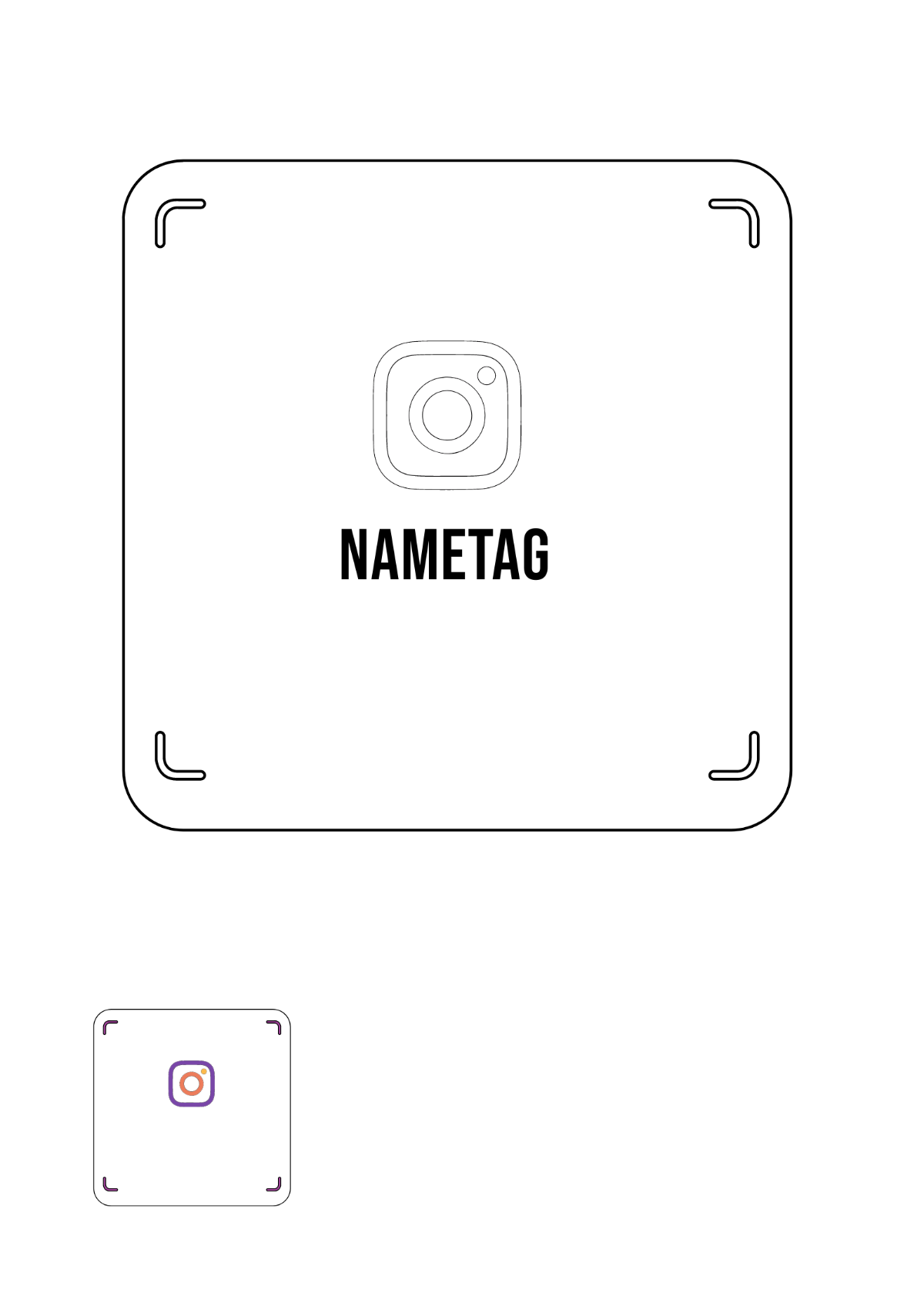 Instagram Name Tag Coloring Page Template