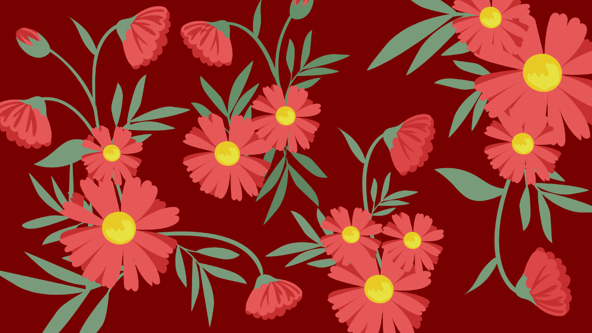 Dark Red Floral Background Template